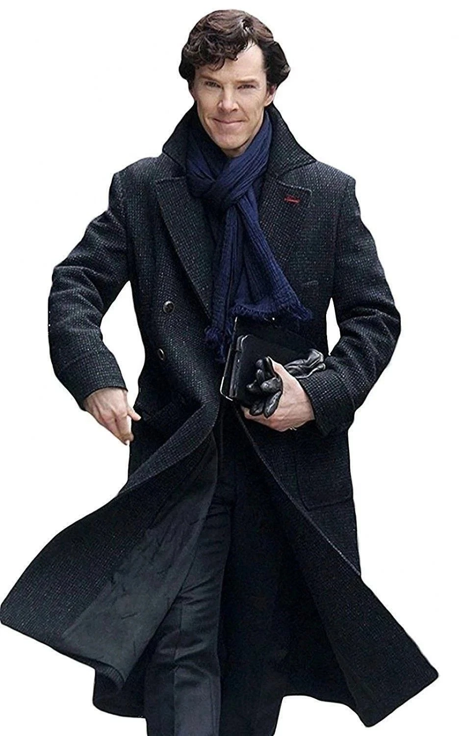 Sherlock Holmes Benedict Cumberbatch Winter Men's Black Wool Trench Coat Gift image 1
