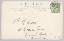 1. Weltkrieg Heimatfront Nachricht [noch lebendig] Douglas nach Wimbledon [1915] Soldatenpost