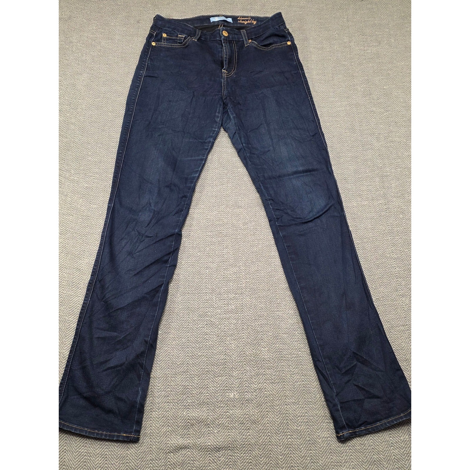 7 For All Mankind Kimmie Straight Leg Jeans B(air) Dark Wash Blue Womens Size 27