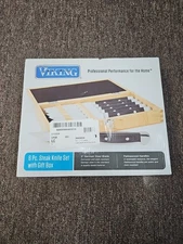 Steak Knife Set 6 Pc Viking Full Tang Black Pakkawood Handle Wooden Gift Box