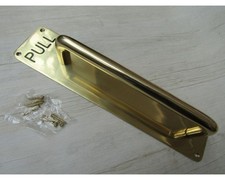 DOOR pull Handle on Plate Finger PULL ENGRAVED plate solid Brass heavy entrance