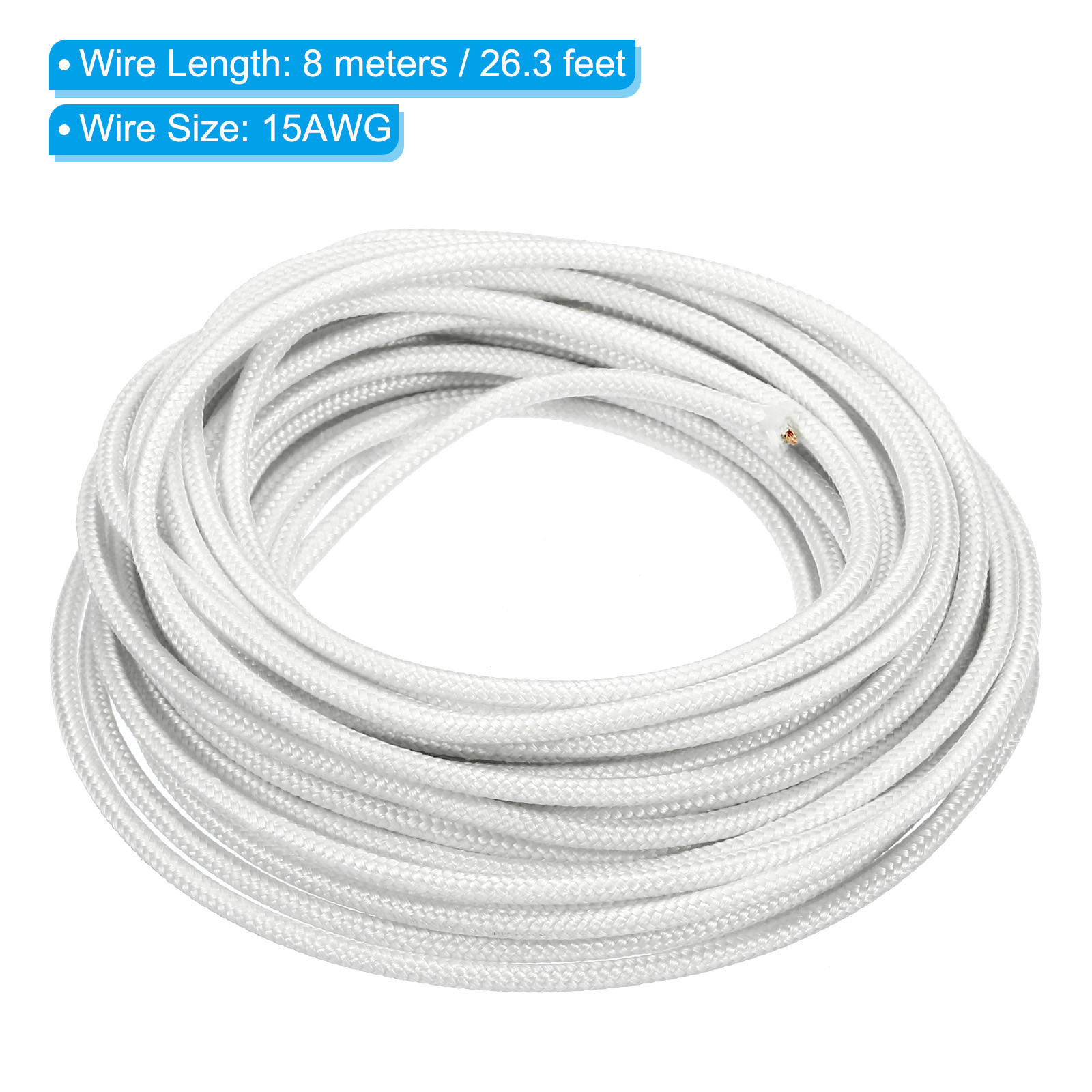26.3Ft 15AWG High Temperature Wire -60 C - 350 C Lamp Fiber Electronic Wire