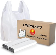 Plastic Bags - 100 Pack 11.5'x 6.5" x 21' with Handles for Small Business,