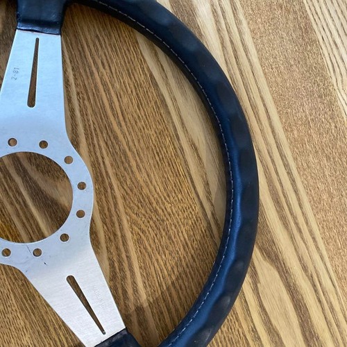 Nardi Competition 36cm Black Leather Silver Spoke Steering Wheel Japan Used OEM - Picture 9 of 14