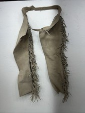 NOS Tan Show Chaps With Fringe Adjustable Waist 37  L-22