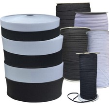 FLAT CORDED MASK ELASTIC BLACK/WHITE FOR WAISTBANDS CUFF DRESSMAKING TAILORING