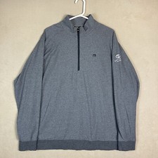Travis Mathew Sweater Mens Extra Large Gray 1/4 Zip Pullover Golfing Logo Adult