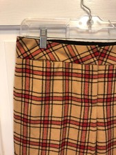 147. Tommy Hilfiger Tan Casual Wool Pants with Red Plaid w Silky Lining 6 New