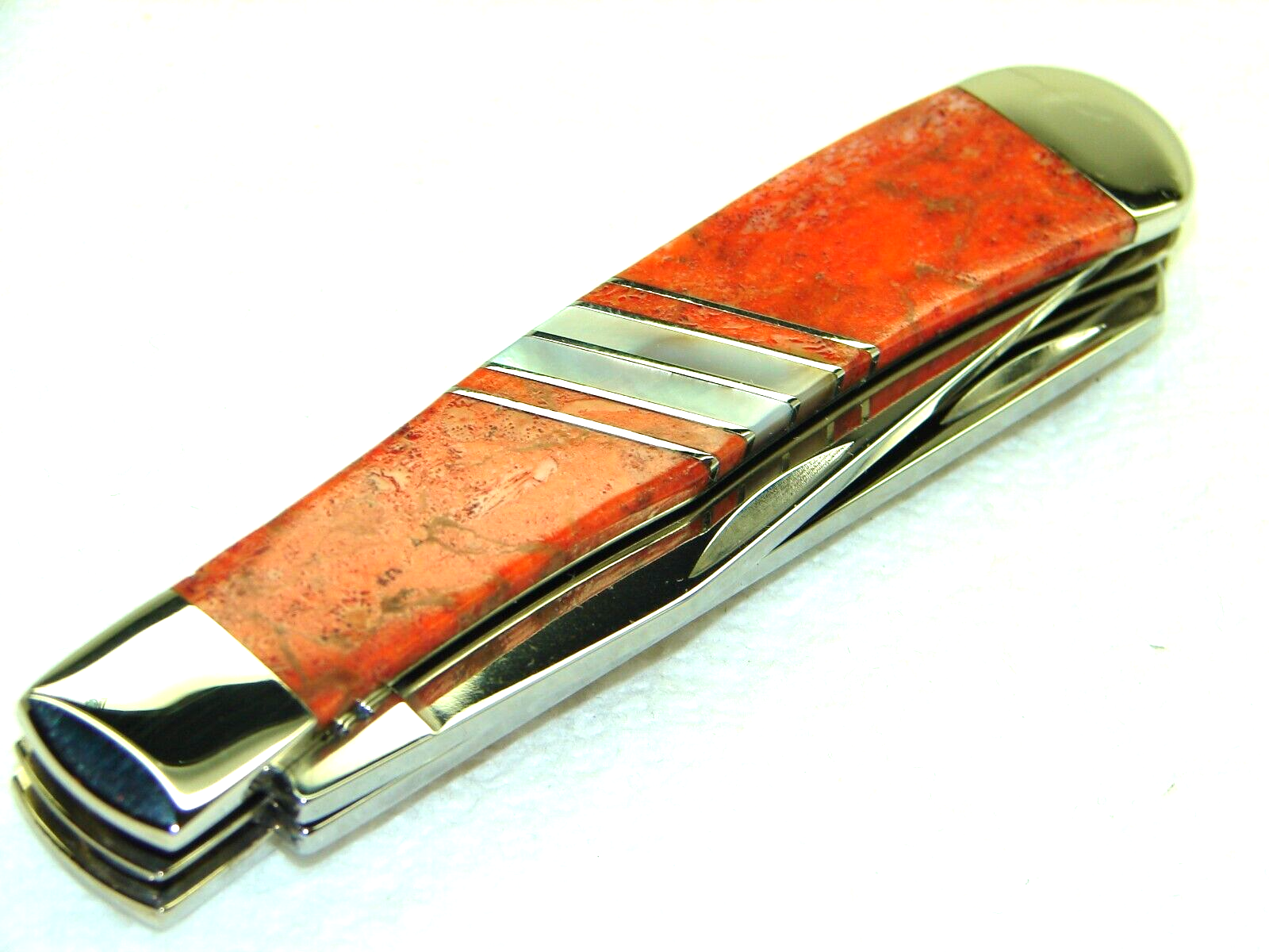 CASE XX USA,2016, EX254 TRAPPER KNIFE ORANGE CORAL & MOTHER OF PEARL