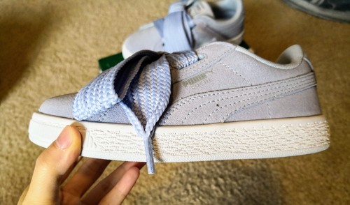 Puma Suede Heart Halogen Blue Girls Sneaker Shoes Sz 13.5 two type laces - Picture 6 of 7