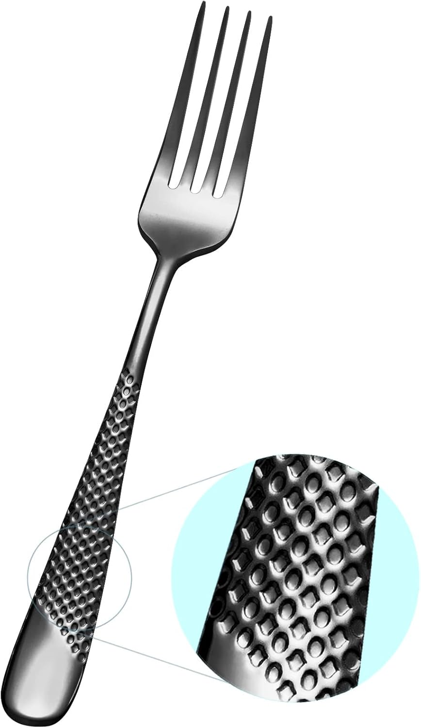 Black Dinner Forks, 6 Piece 18/10 Stainless Steel Forks, 8.11