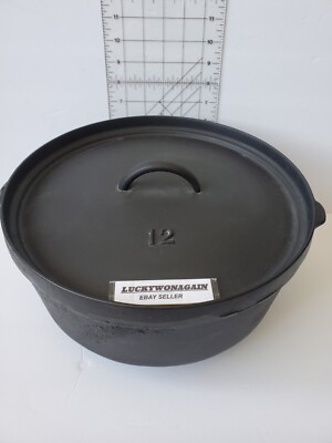 Vintage 12 Footed Cast Iron Dutch Oven Unbranded Camping Cooking Heavy  Clean