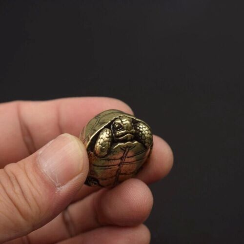 Solid Heavy Brass Tortoise Figurine Miniature Vintage Turtle Tea Pet Ornament - Picture 1 of 6