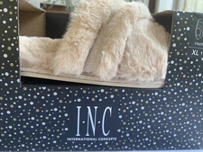 NEW INC International Concepts Faux-Fur Slides Slippers Flip Flops XL 11-12