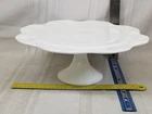 Colony Harvest Grapes & Leaves Pure White Milk Glass Large Cake Stand Vintage