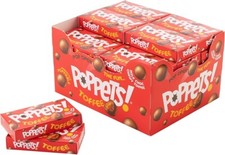 POPPETS TOFFEE MILK CHOCOLATE CHEWY TOFFEE. FULL BOX OF 36x39g
