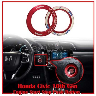 FOR HONDA Civic 10th Mugen Engine Start Stop Push Button Cover Trim  Red 16-19 