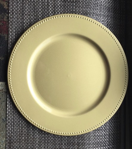 Set Of Gold Charger Plates with Beaded Rims, 13 in -...Set Of 4 New - Picture 6 of 6