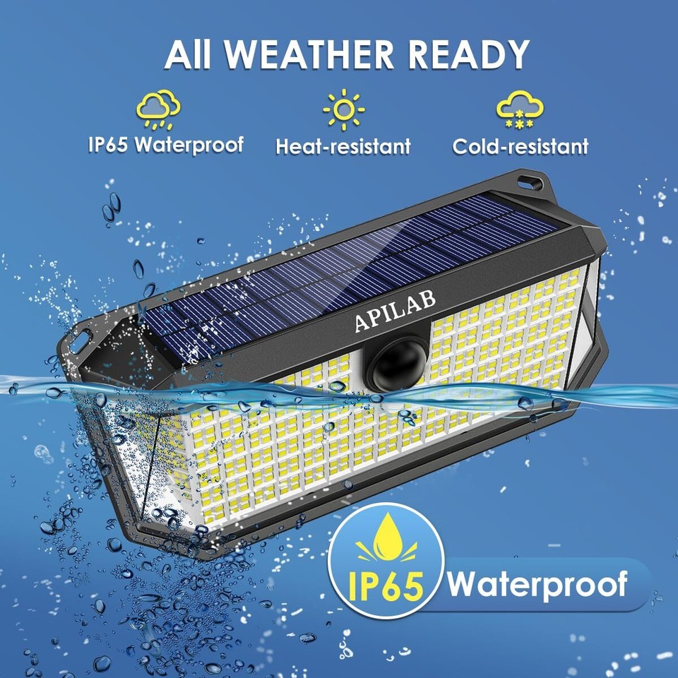 Solar Outdoor Lights, 416 LED 4000LM Motion Sensor Outdoor Lights, 3