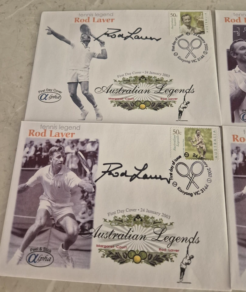 *SIGNED* TENNIS ROD LAVER  AUSTRALIA ALPHA  PEEL N STICK 4 FIRST DAY COVER  — 第 2/3 张图片