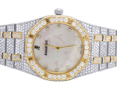 Two Tone Ap Full Diamond Watch Price Bust Down AP Watch Two Tone
