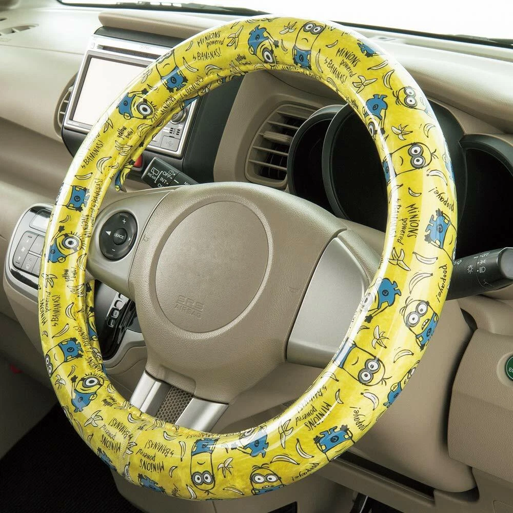 JDM minions yellow auto mobile car steering wheel cover Kawaii car