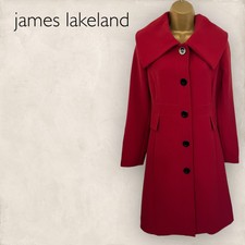 James Lakeland Womens Dark Red Wide Collar Tailored Winter Coat It 44 Uk 12