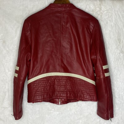 Vintage Wilsons Maxima Leather Red Cream Moto Cafe Racer Jacket