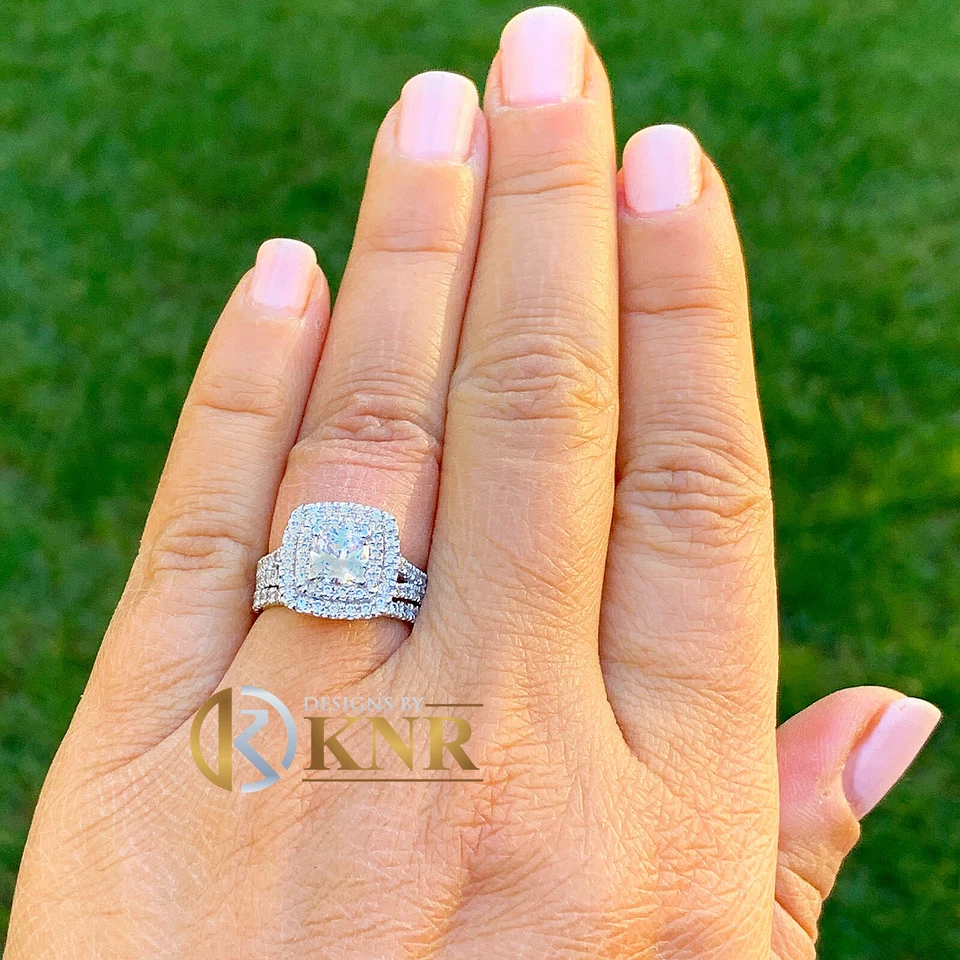 IGI CERTIFIED 14K WHITE GOLD CUSHION CUT DIAMOND ENGAGEMENT RING HALO 2.00CTW - Image 4 of 4