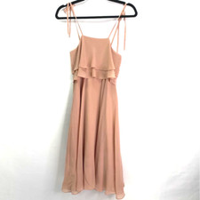 Jenny Yoo Women’s A-Line Mini Dress Dusty Rose Ruffle Spaghetti Strap Lined Sz 7