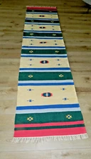 NEW KILIM RUG INDIAN NOMADIC COLORFUL COTTON RUG RUNNER, 30.5 X120"