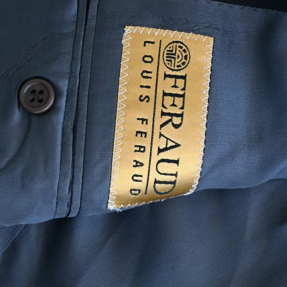 Louis Feraud 46R 36x36 Gris Rayas 100% Lana Hombre Chaqueta Pantalones Traje Foto 4 de 4