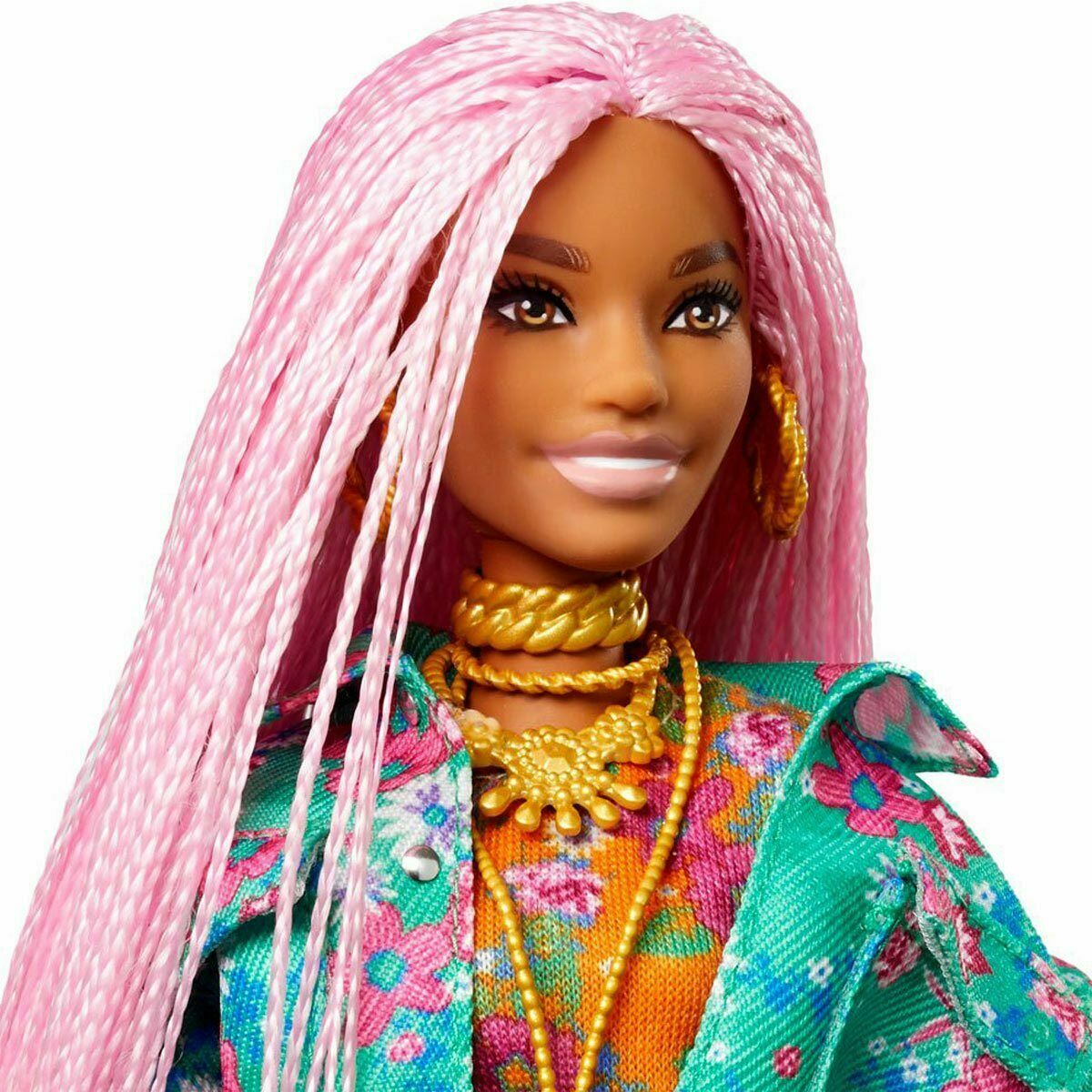 NEW 15 PCS BARBIE MATTEL EXTRA DOLL #10 PINK BRAIDS FLORAL DJ MOUSE PET 12"