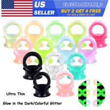 2Pcs Thin Ear Plugs Tunnels-Flexible Silicone Ear Gauges Double Flare Ear Skins