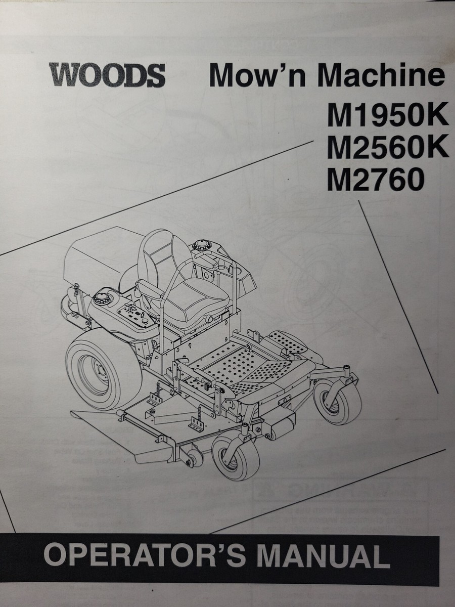 WOODS Zero-Turn Lawn Mower Mow Machine Owner & Parts Manual M1950K