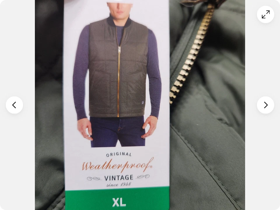Weatherproof Vintage Mens XL Green Quilted Puffer Vest Fleece Lined Jumbo Zipper - Image 2 of 4