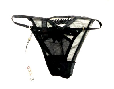Victoria's Secret Bluebella Tabitha Brief Brazilian Panty Black Mesh Lace 6 (S)