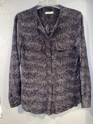 Equipment Femme Lynn Mischievous Leopard Print Blouse Small Brown