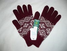 Time And Tru Women's Snowflake Fair Isle Touch Gloves Thick  Warm Bordeaux NEW