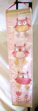 Growth Chart, Owl Theme, Pink, Ribbon Hanger. Brand New
