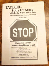 Instruction Manual Taylor Body Fat Scale w/Body Water Estimation 5776F