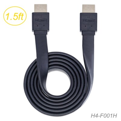 1.5ft Flat High-Speed HDMI 1.4 with Ethernet HEC, ARC, 3D, 4K, Gold-Plated Cable