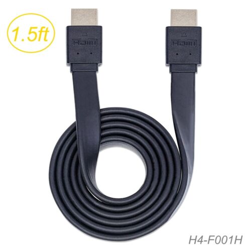 1,5 Fuß flaches High-Speed HDMI 1.4 mit Ethernet HEC, ARC, 3D, 4K, vergoldetes Kabel - Bild 1 von 2