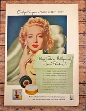 Max Factor Face Powder Evelyn Keyes "Nine Girls" Vintage Print Ad 1944