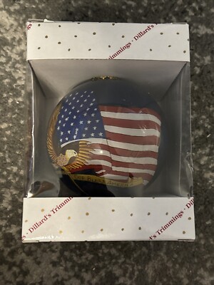 Dillard s Trimmings God Bless America Glass Ornament Hand Painted 2002 - USA