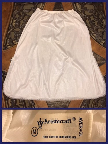 Vintage Aristocraft Halbslip Damen weiß Nylon Spitze Seitenschlitz 80er Jahre NEU Gr. M - Bild 2 von 7