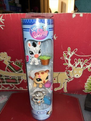 Littlest Pet Shop Trio Tube Zoo Pets Zebra, Lion & Monkey Series 2 New!