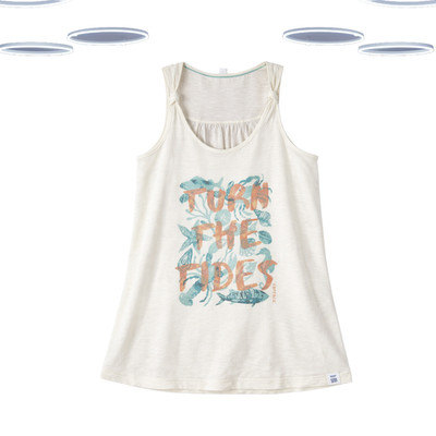 Ex Fat Face Women s Tank  Top - Sleeveless Graphic Print Knotted White Marine