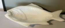 Vtg White Milk Glass Fish Plate Platter Decor...