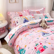 Pink Princess Comforter Set Bed in A Bag Full Size 7 Piece Princess Fairy Tal...